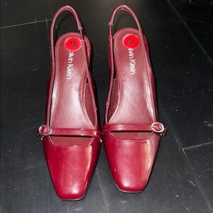 Calvin Klein Women's Burgundy Patent Slingback Mary Jane Pumps